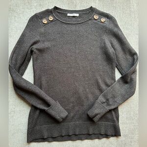 Women's Gray Sweater with Button Detail